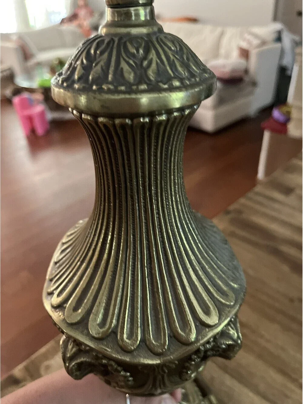 Brass Rams' Heads Table Lamp Urn Style Hollywood Regency Vintage